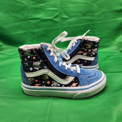 Vans Sk8 Cosmic Zoo Niños Niños Talla 11.5 Azul Cremallera Lateral Cordones Zapatillas Altas - Imagen 1 de 10