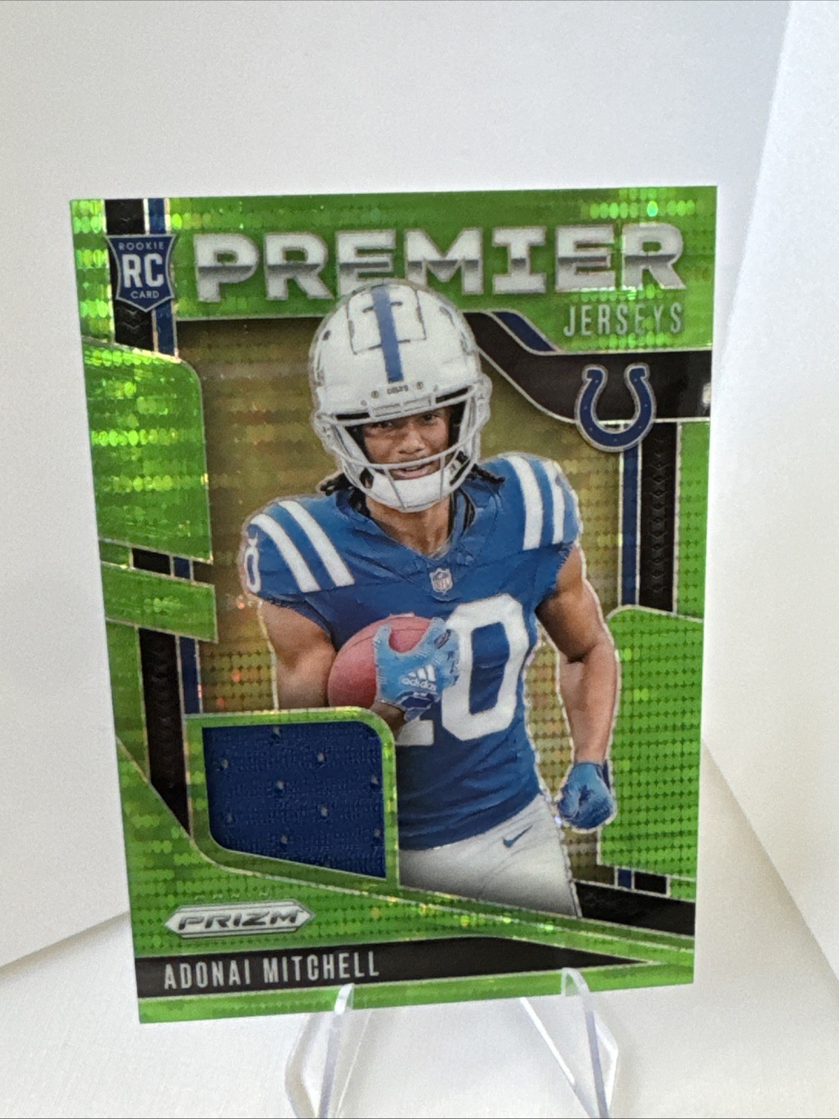 2024 Panini Prizm - Premier Jerseys Adonai Mitchell #PJ-AML Neon Green Pulsar