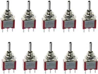 SPDT 3-Pin Mini Toggle Switch On/Off/On for Car Dashboard, Pack of 10
