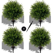NSOPB 24.5 Inch H Artificial Cedar Topiary Ball Trees, Set of 4 Fake Shrub ...