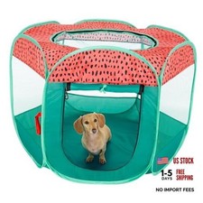 Portable Dog Playpen Cat Tent, Pet Playground,Kennel Medium Green Pink
