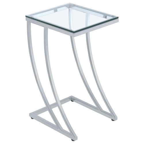 Coaster 13 in. Chrome and Clear Rectangle Glass Accent Table - Picture 1 of 9