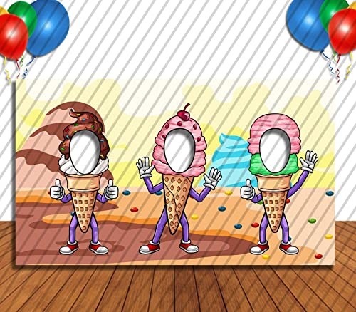 Ice Cream Hole in Face Cutout, 42 x 72 Inch, Photo Banner Backdrop, Face 