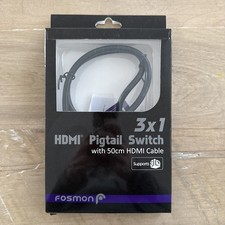 GENUINE  FOSMON 3 X 1 PIGTAIL SWITCH 50 CM HDMI CABLE new