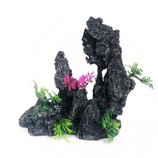 Aquarium Rock Mountain Decor 7.5x7.9x2.9in - Realistic Resin Ornament for Fish