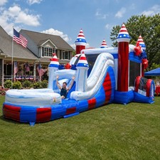 Commercial Mega Patriotic Inflatable Water Slide Bounce House Combo and Blower