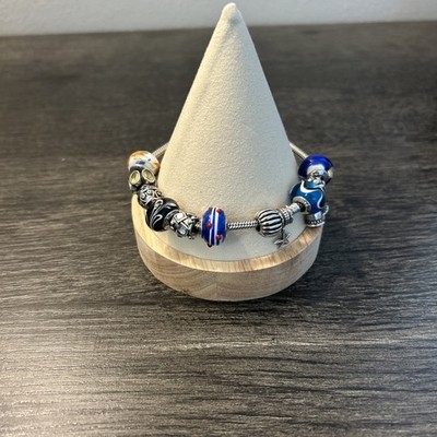 PANDORA Multicolor Glass/Silver Bead Silver Chain Charm Bracelet