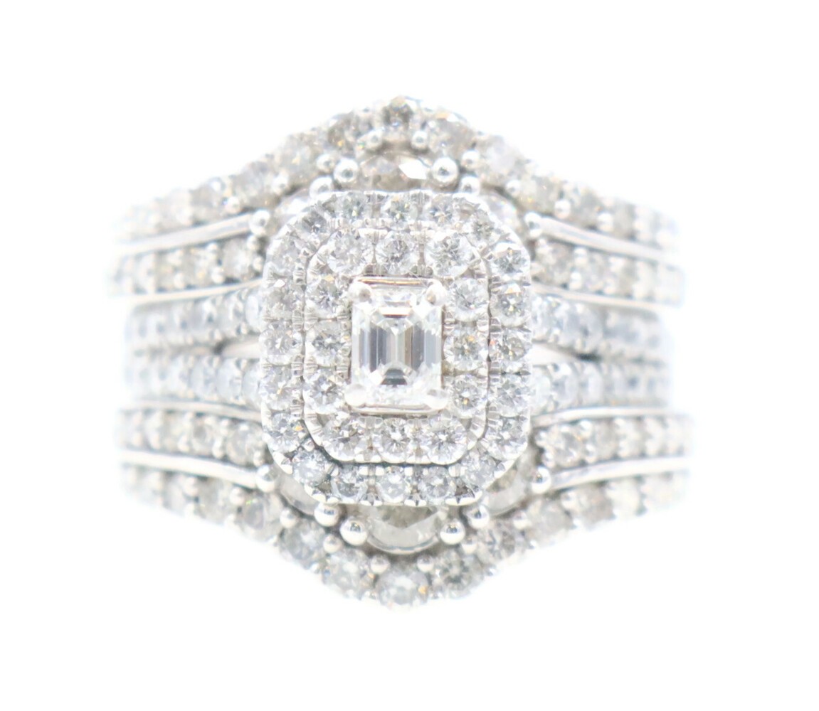 ctw Emerald Round Cut Diamond 10KT White Gold Wedding Ring