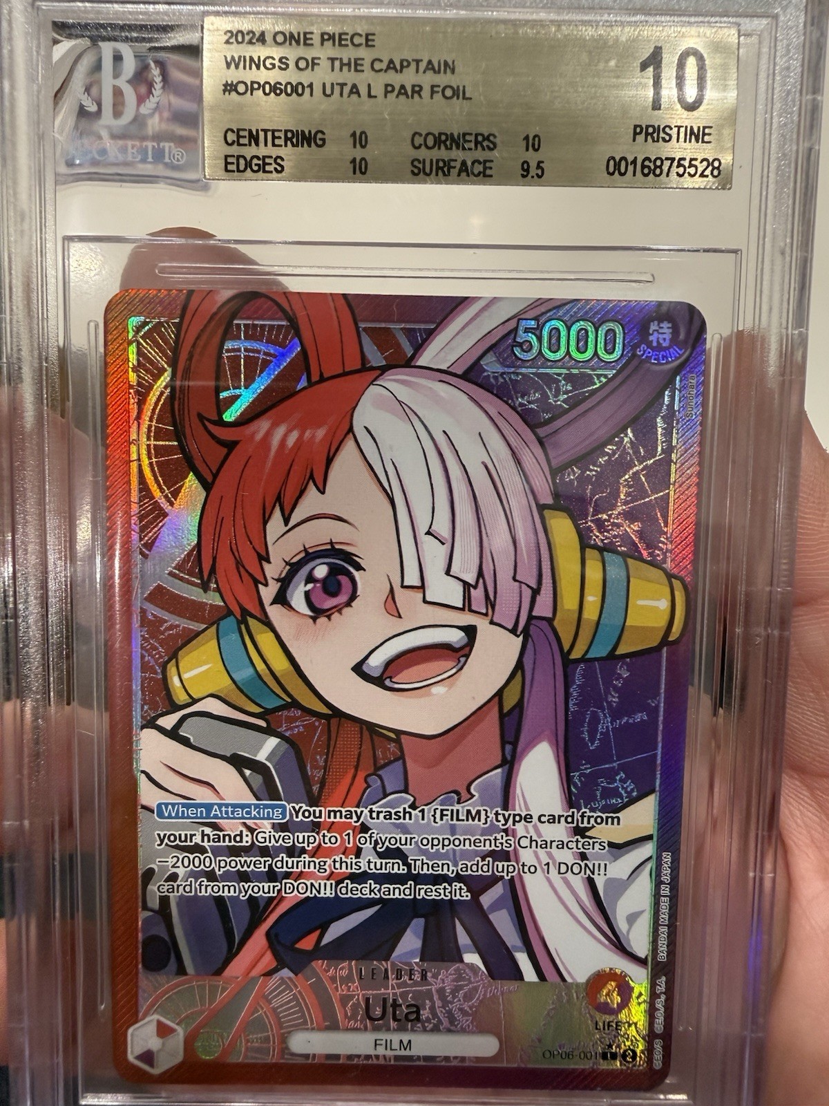 Uta Leader AA OP06-001 One Piece Wings of the Captain English Pristine BGS 10