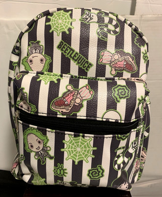 Beetlejuice Characters Mini Faux Leather  Striped  Daypack - Backpack  NWOT