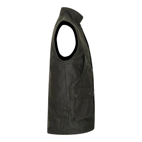 New Mens English Waxed Green Vest - Man Wax Olive Vest image 4