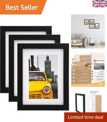 Elegantes 3er Set schwarze Bilderrahmen 8x6 - Massivholz für Wand- & Tischaufsteller