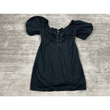 Wild Fable Dress Juniors Large Black Short Sleeve Mini Short Cotton Lace Up