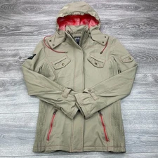 Goode Rider Equestrian Jacket Womens Size XS Beige Red Mesh Lined Coat Nylon