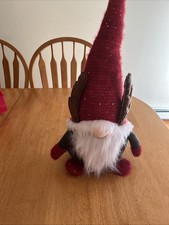 Large 24” Tall Christmas Stuffed Heavy Bottom Gnome W Antlers