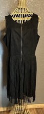 Relish Noless Juniors Xl Fringe sleeveless western Black Dress NWT Festive Dance