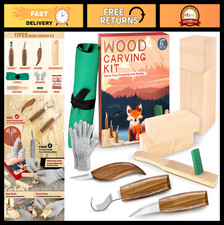 17PCS Wood Carving Kit for Beginners - Whittling Tools, Basswood Blocks, Gloves