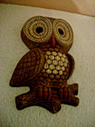 Vintage 1970s Owl Wall Plaque 3D Hard Foam Hanging Decor MCM — photo 1