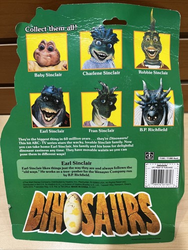 Vintage 1991 Disney Hasbro Dinosaurs Tv Show Earl Sinclair Action Figure New - Picture 2 of 12