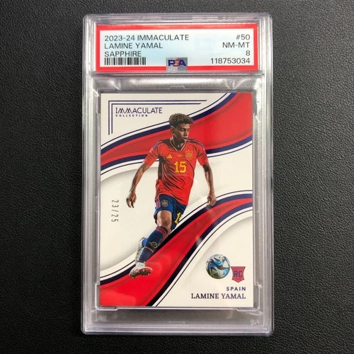 2023-24 Panini Immaculate RC Lamine Yamal Sapphire /25 PSA 8 Spain