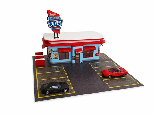 1:64 Scale American Diner Diorama Kit - Restaurant Display for Diecast Cars