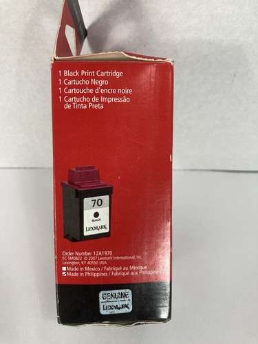 Genuine Lexmark 70 Black Ink Cartridge 12A1970. New And Sealed. 2007 - Picture 3 of 7