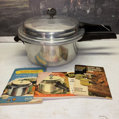 #ad Vintage MCM Mirro Matic quot;6quot; Aluminum Pressure Cooker 6QT #396M Made IN USA $42.00