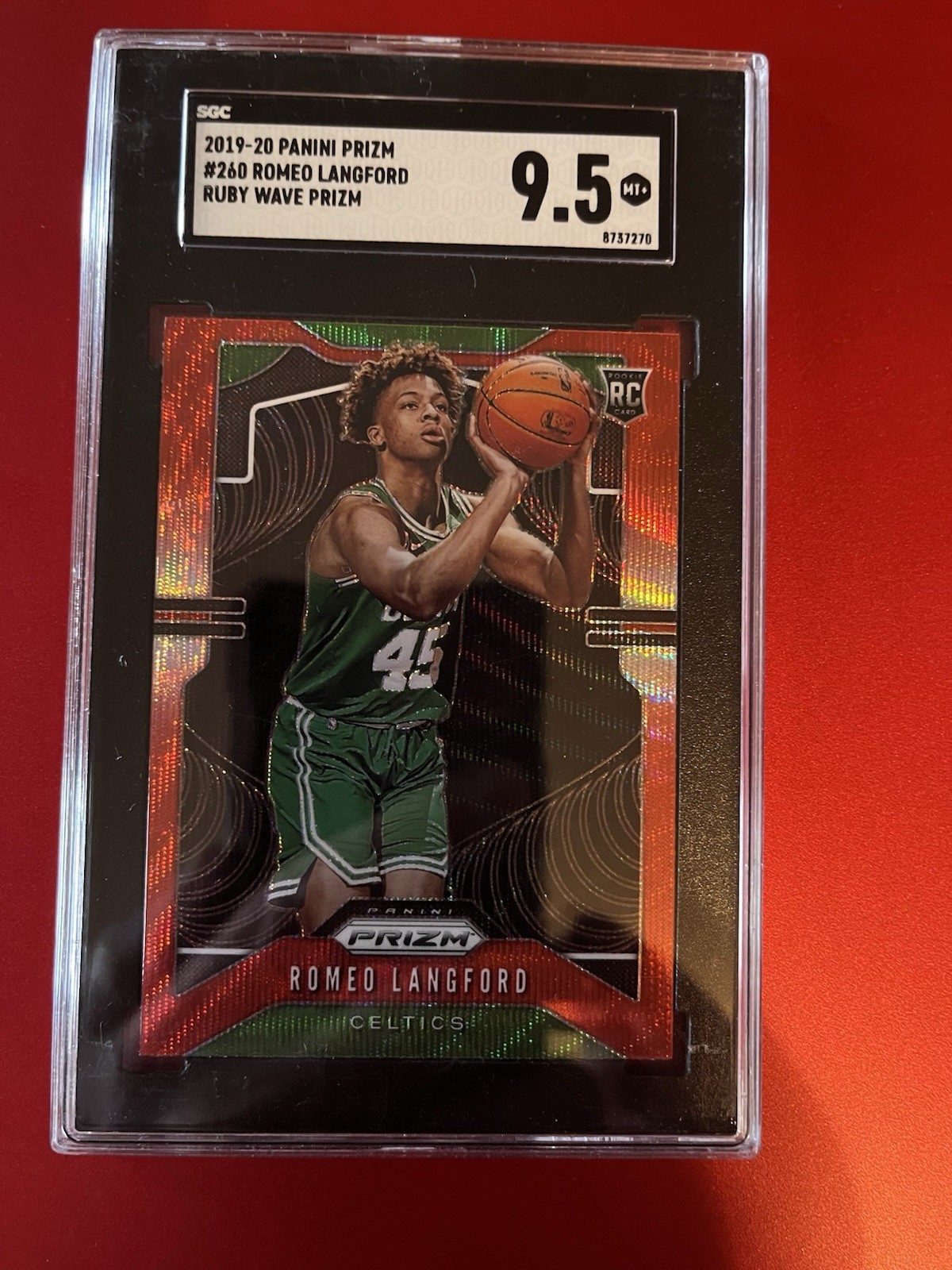 2019-20 PANINI PRIZM ROMEO LANGFORD #260 RUBY WAVE PRIZM ROOKIE CARD RC CELTICS
