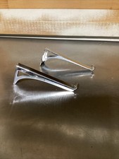 Vintage / Antique Glass Shelf Brackets Metal Supports 5&rdquo; One Pair Chrome Brass