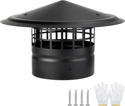 6 Inch Round Chimney Cap Cone Top Vent Cover with Screen Rain Guard Galvanized