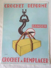 N40 Poster Security SNCF Hook Distorted Danger Hook Signed Durupt 1974