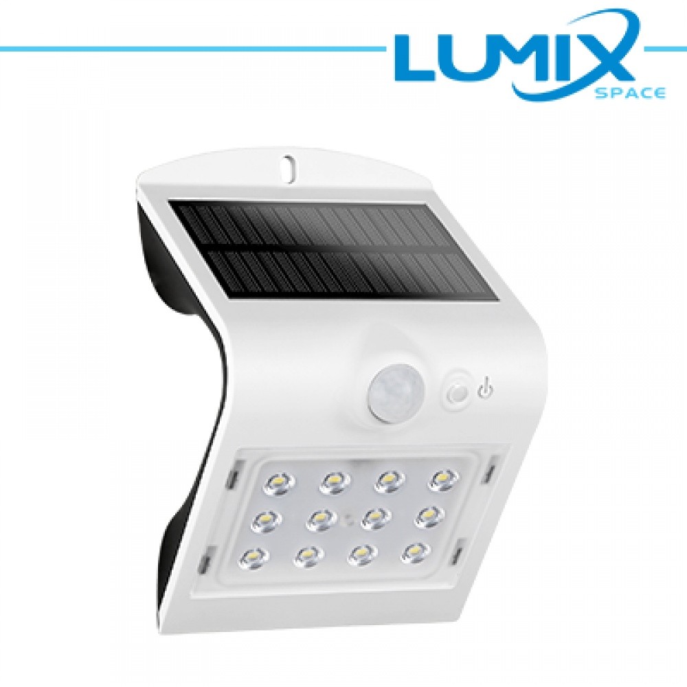 Lampada Solare LED da Parete 220lm Wireless Bianco con Sensore Movimento
