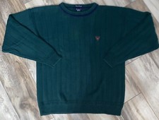 Gant Sweater Mens XL Green Crew Neck Cable Knit Logo Casual Pullover Hand Framed