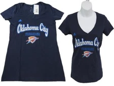 New OKC Oklahoma Thunder Womens Sizes S-M-L-XL Blue V-Neck Adidas Shirt $30