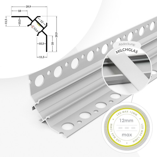 LED Schiene Aluminium 1/2 Meter Fliesen Lichtleisten Bad Leiste Aluprofil Profil - Bild 55 von 57