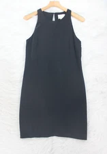 Vintage Cynthia Rowley Woman’s Black 100% Silk Sleeveless Black Dress 4 LBD #559