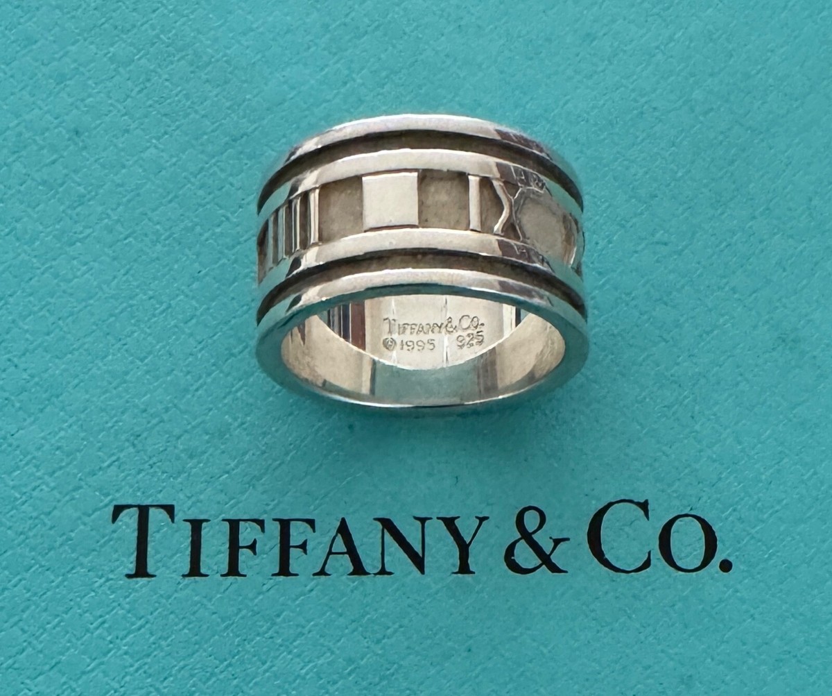 Tiffany & Co Atlas Wide Roman Numeral Ring Sterling Silver