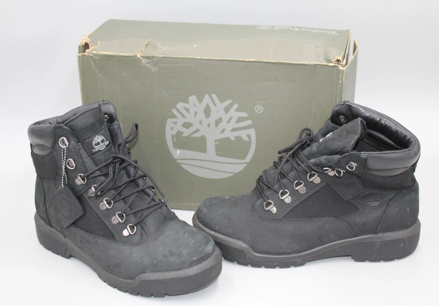Timberland 6" Field Mid Black Full Grain Mens Boots A17KC Size 8.5 Leather Ankle