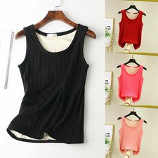 Women's Tank Top Sleeveless Thermal Underwear Vest Elastic Fleece Lined Warm
