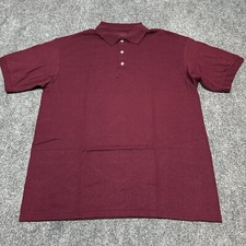 Gildan Polo Shirt Mens Large Burgundy Collared DryBlend Ribbed Cuff Quick Dry