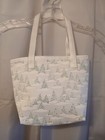 NEW Reusable Fabric Gift Bag Christmas Trees White Green with Glitter 7x7x4"