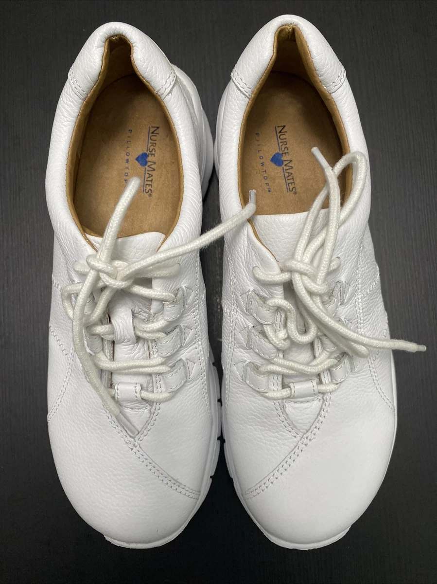 Nurse Mates Women Lexi 7M Pillow Top Lace Up Slip Resistant Work Shoes White