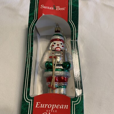 Santa s Best Alpine Skier  Blown Glass Christmas Tree Ornament