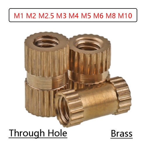 Through Hole Pre-embedded Nuts Brass Knurled nut M1 M2 M2.5 M3 M4 M5 M6 M8 M10