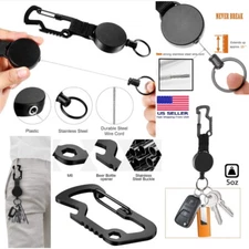 Steel Wire Rope Elastic Key Chain Recoils Retractable Anti Lost Badge Reel EDC