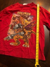 Vintage Digimon Red T Shirt Youth Anime Tyrannomon  