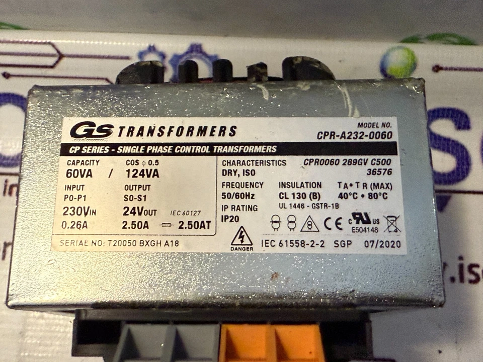 Gs Transformers CPR-A232-0060 monofásico 60VA/124VA 24V 2.50A NUEVO Foto 2 de 4