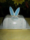 EASTER POTTERS STUDIO BUNNY BOULEVARD BLUE BUNNY EARS LARGE BUTTER DISH
