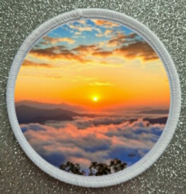 3'' Sonnenuntergang Szene über den Wolken Sublimation Bügeln oder Nähen Patch Abzeichen 