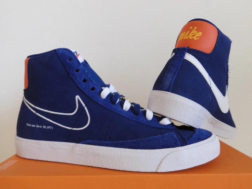 NIKE BLAZER MID '77 DEEP ROYAL BLUE-WHITE-ORANGE "FIRST USE" SZ 9 [DC3433-400] - Image 2 of 4
